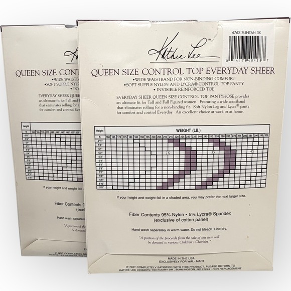 Kathie Lee Woman 2pk Control Top Pantyhose Suntan Queen 3X Everyday Sheer 4763 - Picture 3 of 5